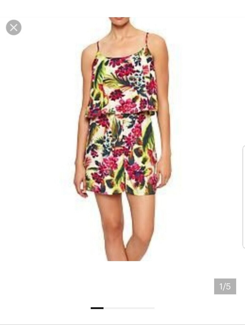 NWT GAP Floral Print Romper in Cream, Pink & Green